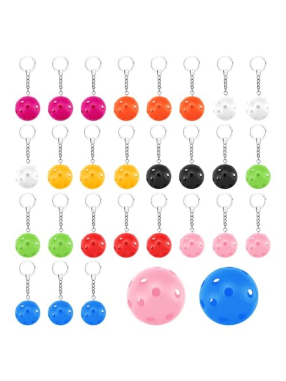 27PC Pickleball Keychain Mini Ball Ornaments Alloy Plastic Party Favors